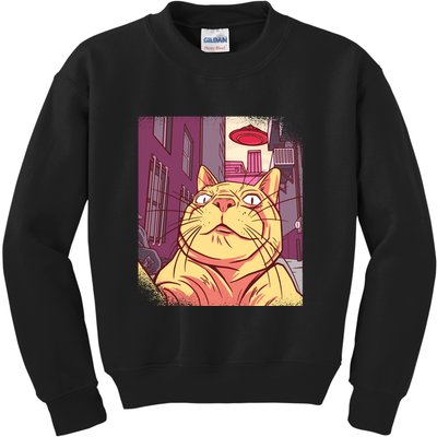 Cat Selfie Funny Kids Sweatshirt