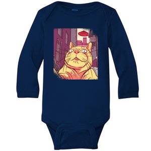 Cat Selfie Funny Baby Long Sleeve Bodysuit