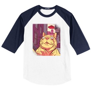 Cat Selfie Funny Baseball Sleeve Shirt