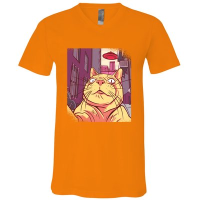 Cat Selfie Funny V-Neck T-Shirt