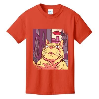 Cat Selfie Funny Kids T-Shirt