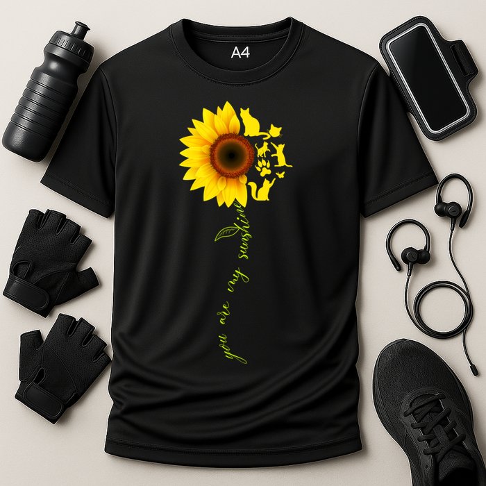 Cat Sunflower Sunshine Cooling Performance Crew T-Shirt