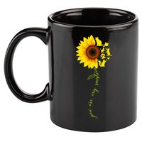 Cat Sunflower Sunshine 11oz C Handle Ceramic Mug