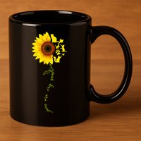 Cat Sunflower Sunshine 11oz C Handle Ceramic Mug