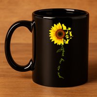 Cat Sunflower Sunshine 11oz C Handle Ceramic Mug