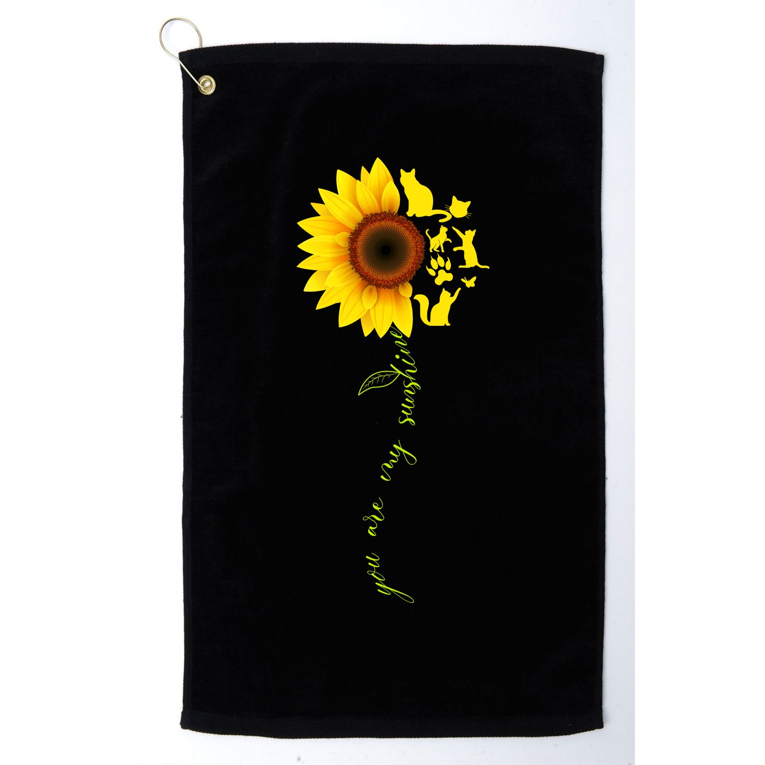 Cat Sunflower Sunshine Golf Towel