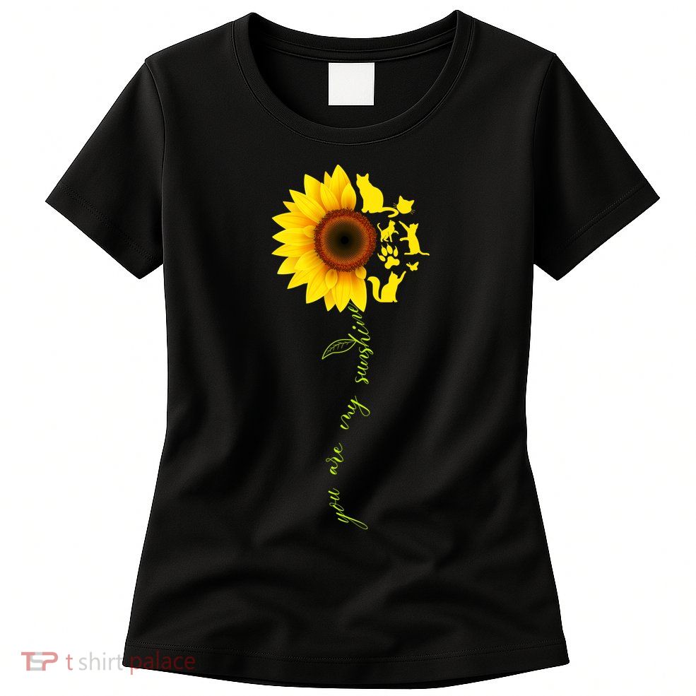 Cat Sunflower Sunshine Womens T-Shirt