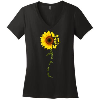 Cat Sunflower Sunshine Women's V-Neck T-Shirt