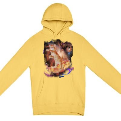 Cat Surfing Bacon In Space Premium Pullover Hoodie