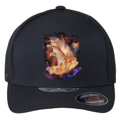 Cat Surfing Bacon In Space Flexfit Unipanel Trucker Cap