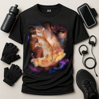 Cat Surfing Bacon In Space Performance Shirt