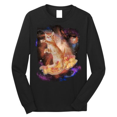Cat Surfing Bacon In Space Long Sleeve Shirt
