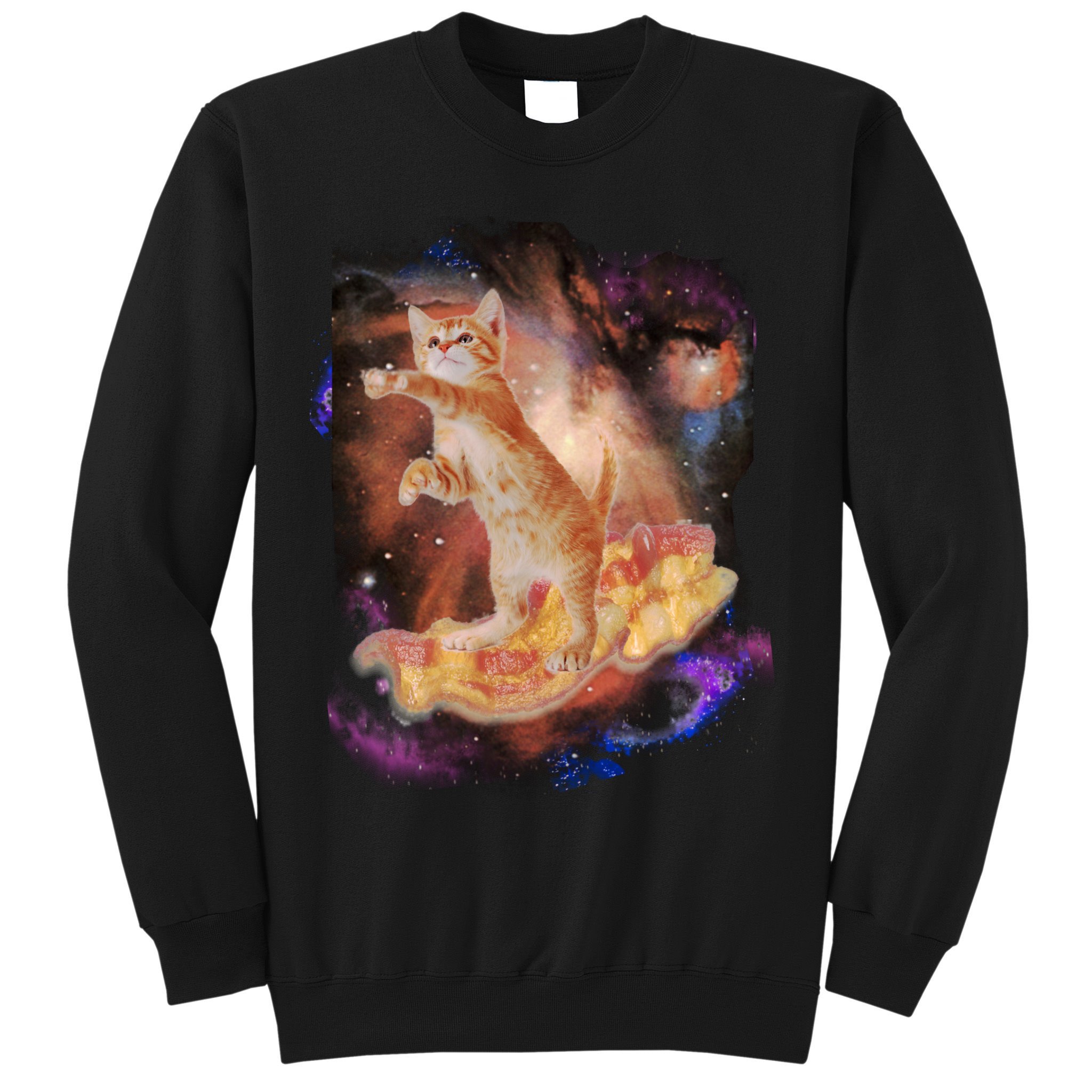 Cat Surfing Bacon In Space Sweatshirt