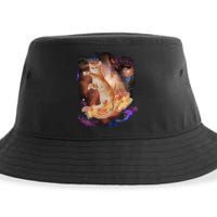 Cat Surfing Bacon In Space Sustainable Bucket Hat