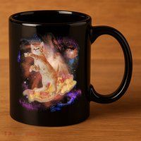 Cat Surfing Bacon In Space 11oz C Handle Ceramic Mug