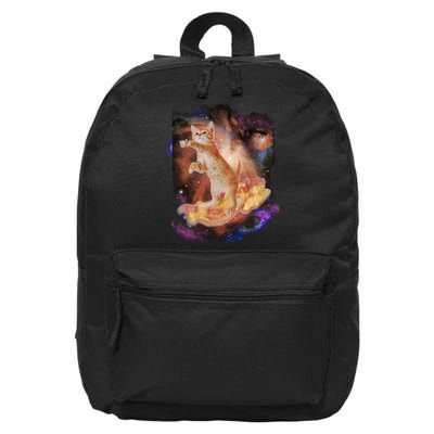 Cat Surfing Bacon In Space 16 in Basic Backpack