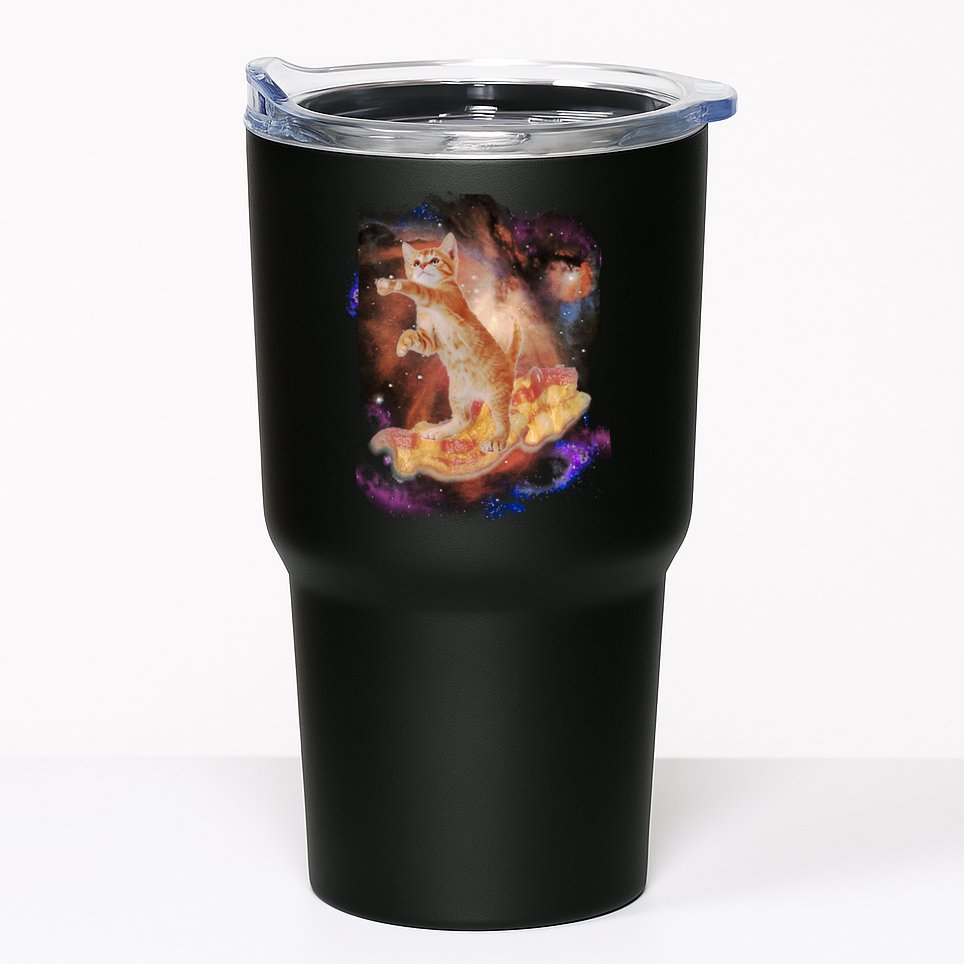Cat Surfing Bacon In Space Tumbler