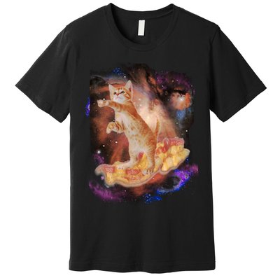 Cat Surfing Bacon In Space Premium T-Shirt