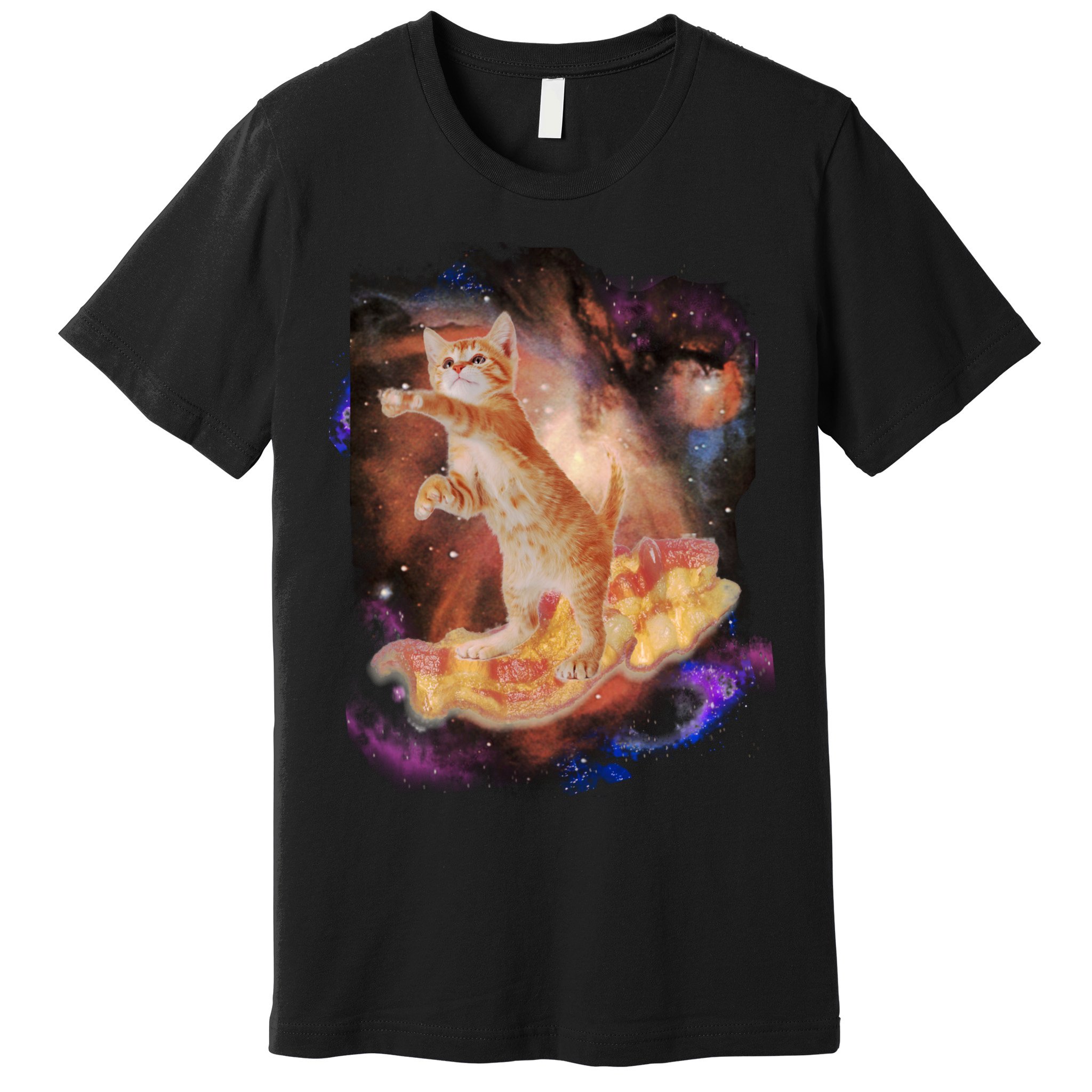 Cat Surfing Bacon In Space Premium T-Shirt