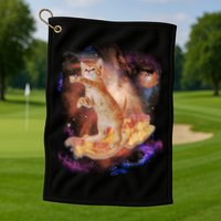 Cat Surfing Bacon In Space Golf Towel