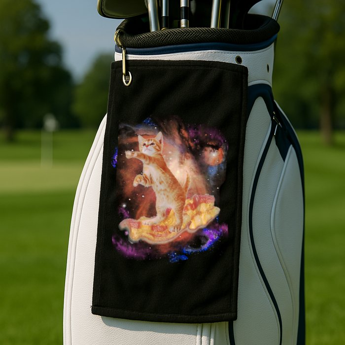 Cat Surfing Bacon In Space Golf Towel
