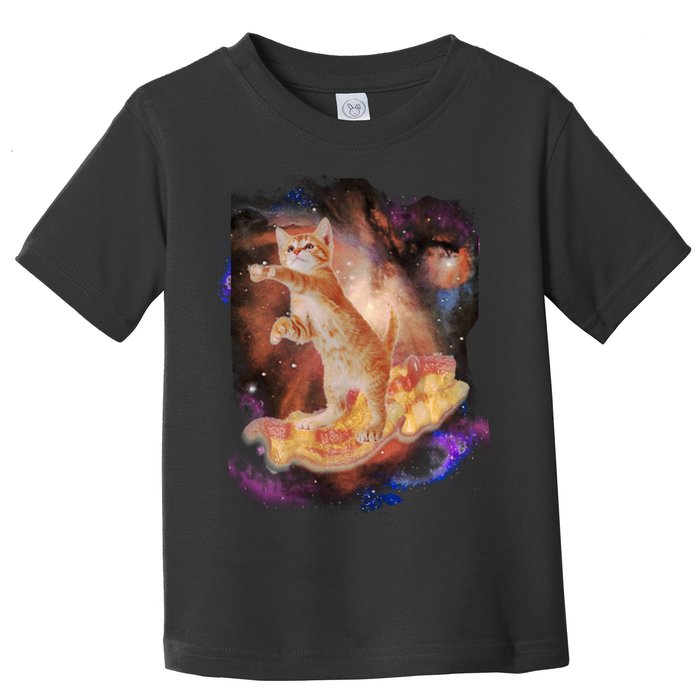 Cat Surfing Bacon In Space Toddler T-Shirt