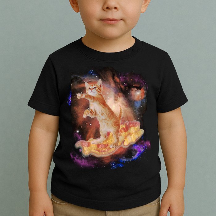 Cat Surfing Bacon In Space Toddler T-Shirt