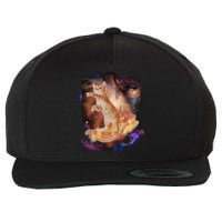 Cat Surfing Bacon In Space Wool Snapback Cap