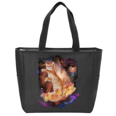 Cat Surfing Bacon In Space Zip Tote Bag