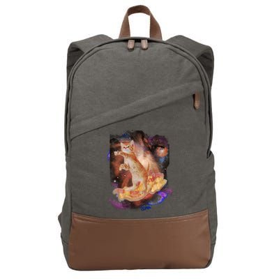 Cat Surfing Bacon In Space Cotton Canvas Backpack