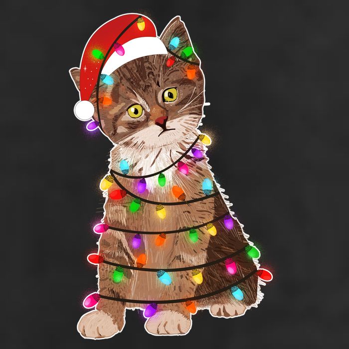 Cat Tangled in Christmas Lights Santa Kitten Adult Drive Performance Visor