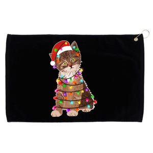 Cat Tangled in Christmas Lights Santa Kitten Grommeted Golf Towel