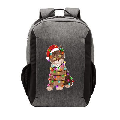 Cat Tangled in Christmas Lights Santa Kitten Vector Backpack