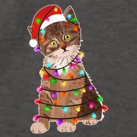 Cat Tangled in Christmas Lights Santa Kitten Vector Backpack