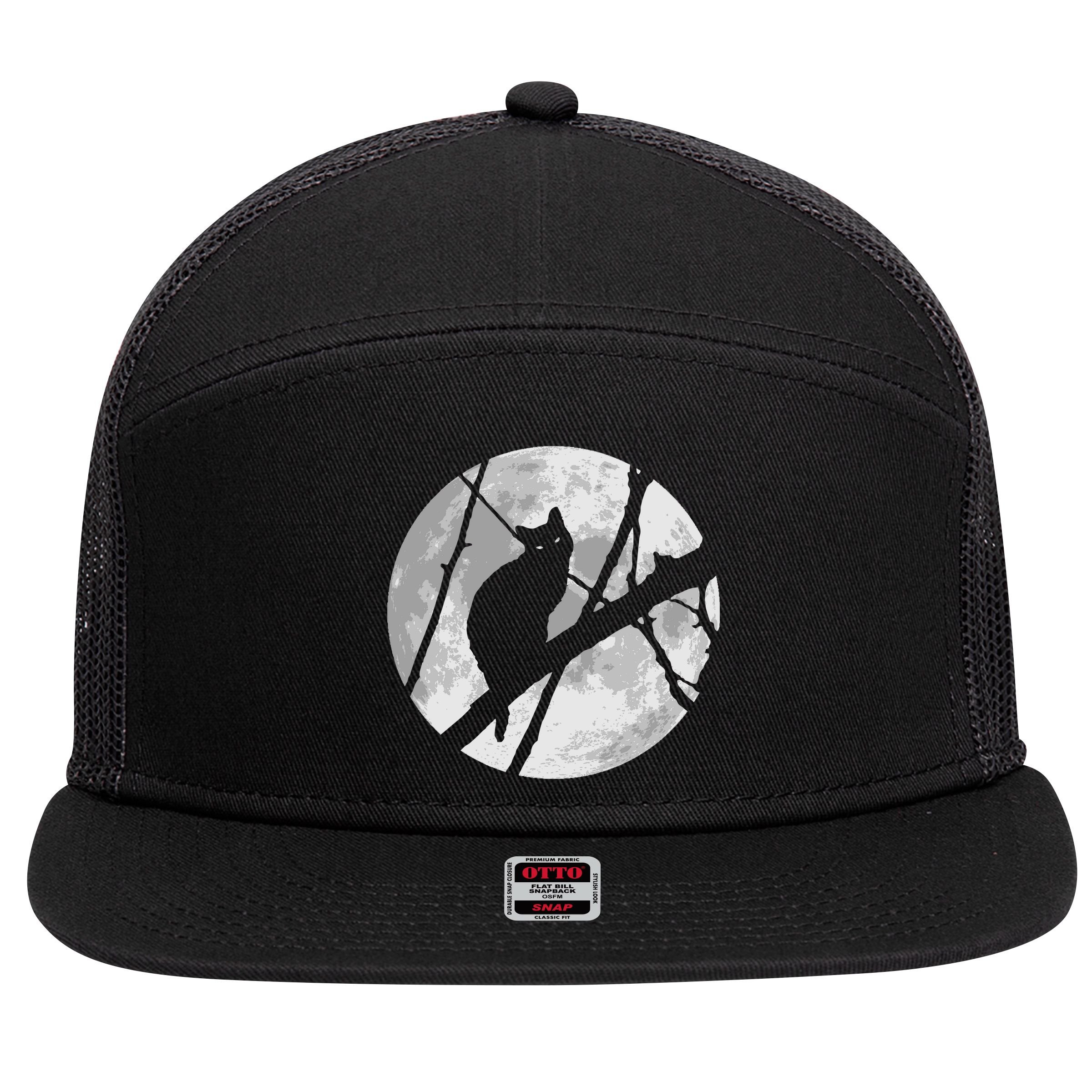 Cat To The Moon 7 Panel Mesh Trucker Snapback Hat