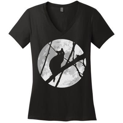 Cat To The Moon Women's V-Neck T-Shirt