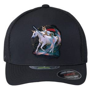 Cat Warrior Riding Unicorn Flexfit Unipanel Trucker Cap