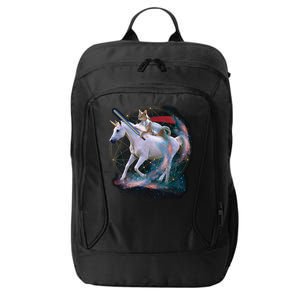 Cat Warrior Riding Unicorn City Backpack