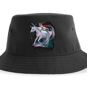 Cat Warrior Riding Unicorn Sustainable Bucket Hat