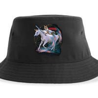 Cat Warrior Riding Unicorn Sustainable Bucket Hat