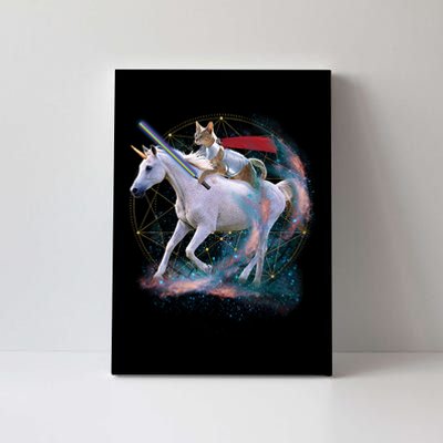 Cat Warrior Riding Unicorn Canvas