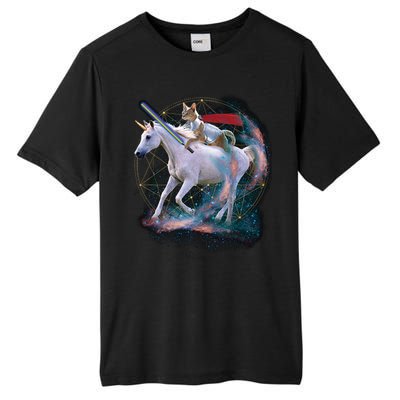 Cat Warrior Riding Unicorn Tall Fusion ChromaSoft Performance T-Shirt