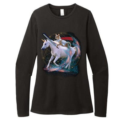 Cat Warrior Riding Unicorn Womens CVC Long Sleeve Shirt