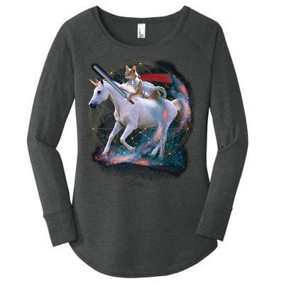 Cat Warrior Riding Unicorn Women's Perfect Tri Tunic Long Sleeve Shirt