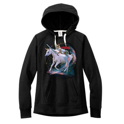 Cat Warrior Riding Unicorn Women's Fleece Hoodie