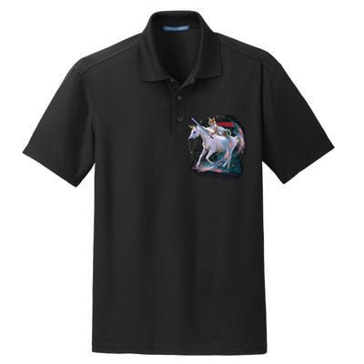 Cat Warrior Riding Unicorn Dry Zone Grid Polo