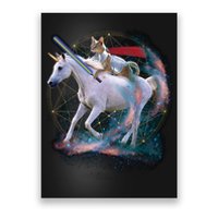 Cat Warrior Riding Unicorn Poster