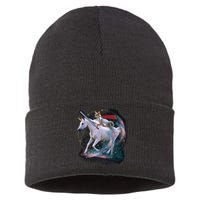 Cat Warrior Riding Unicorn Sustainable Knit Beanie