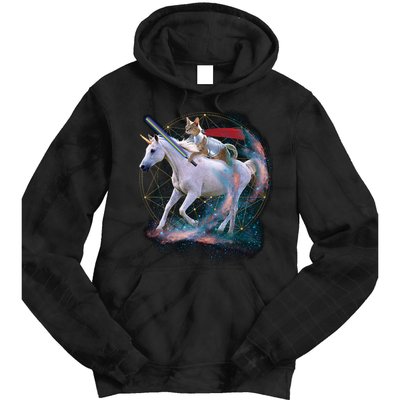 Cat Warrior Riding Unicorn Tie Dye Hoodie