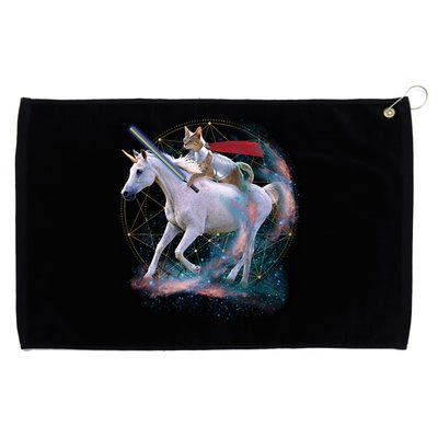 Cat Warrior Riding Unicorn Grommeted Golf Towel